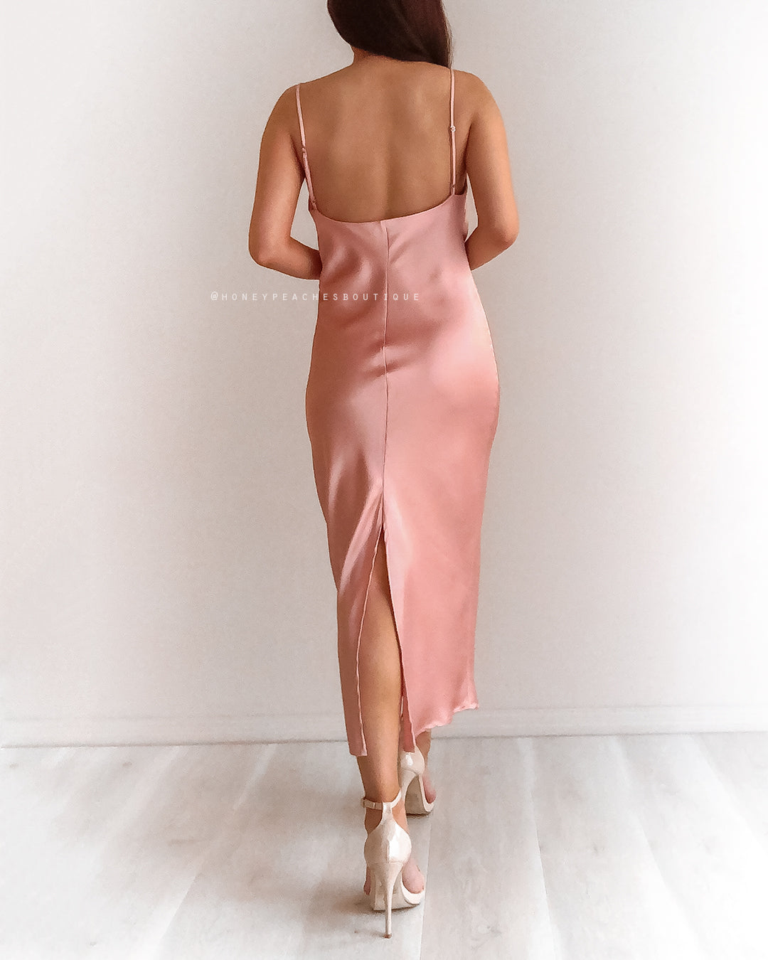 Isabella Midi Dress - Dusty Pink – Honey Peaches