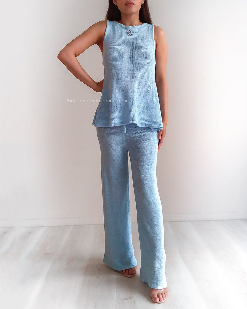 Stevie Knit Pant - Baby Blue