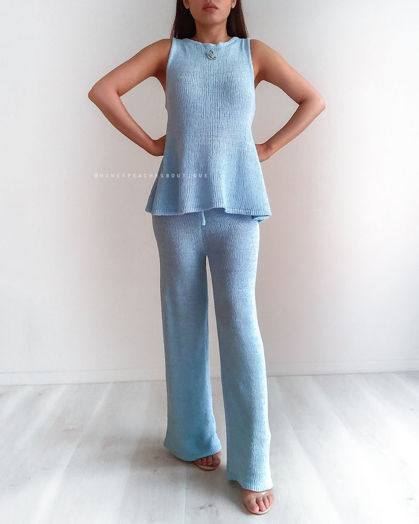 Stevie Knit Pant - Baby Blue