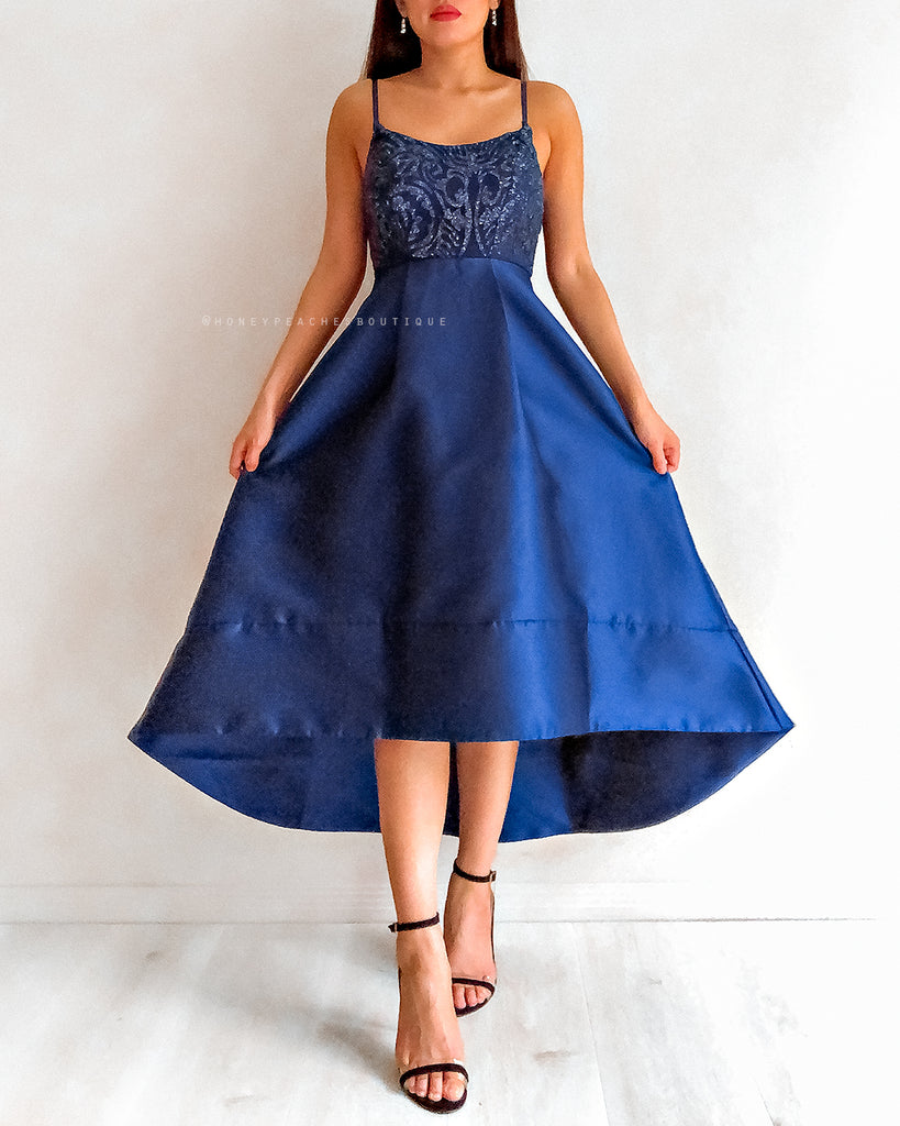 Everly Glitter Dress - Navy