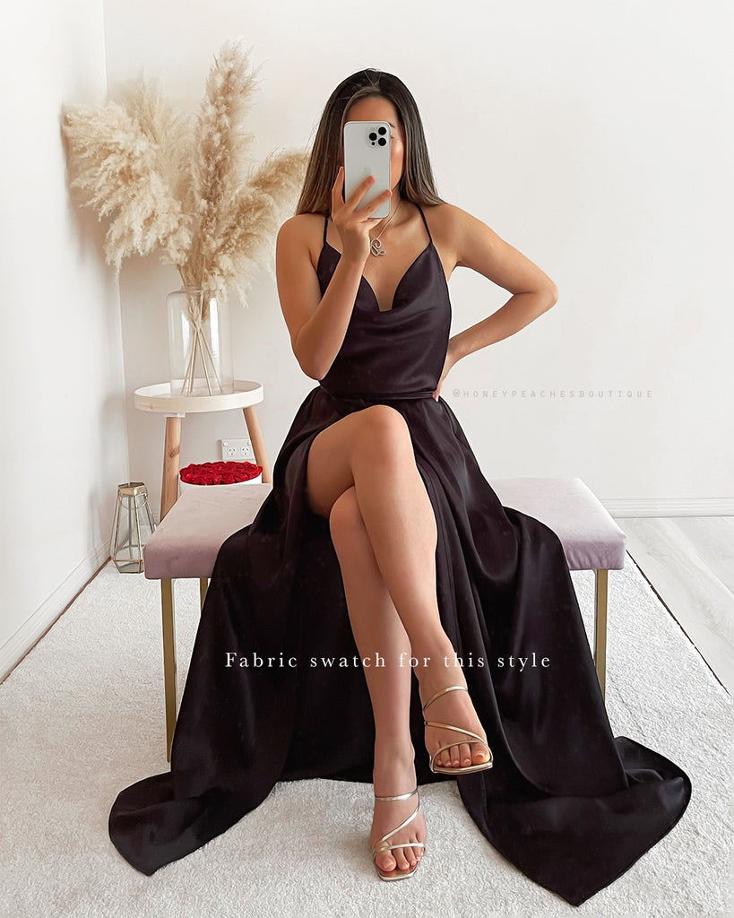 Bridesmaid Fabric Swatch - Luxe Satin - Black