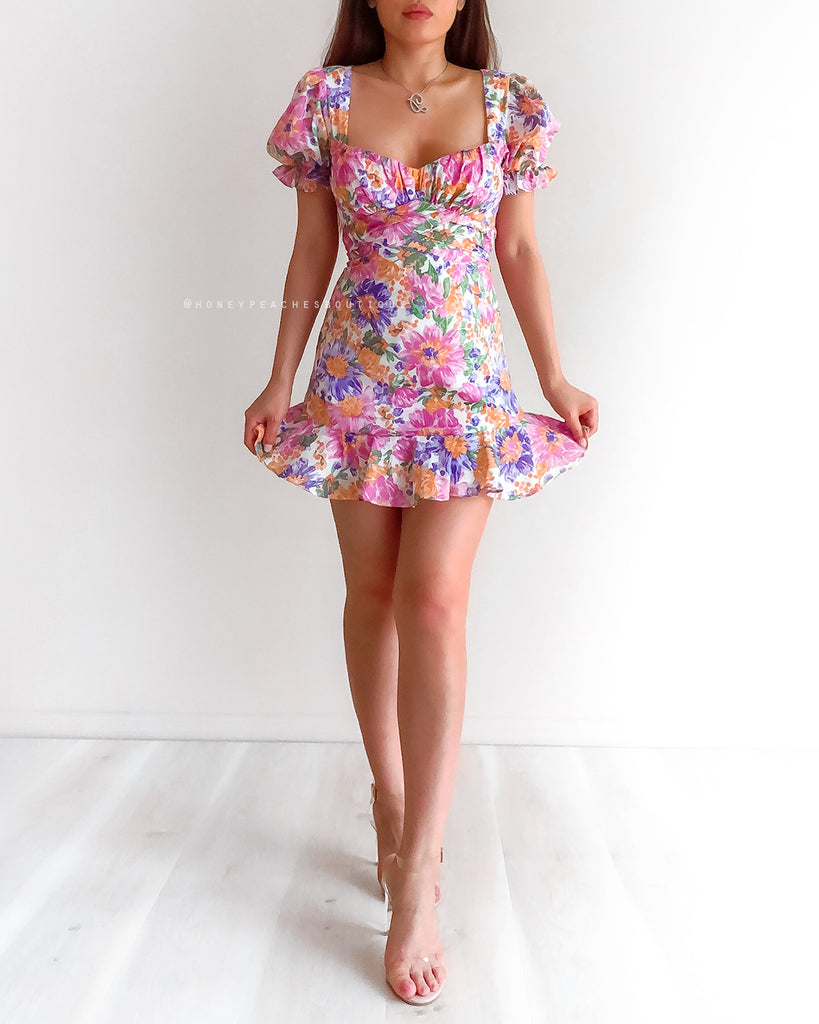 Samantha Mini Dress - Purple Floral