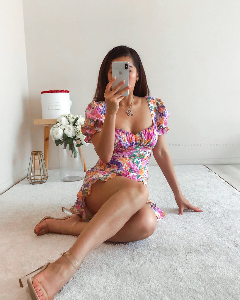 Samantha Mini Dress - Purple Floral