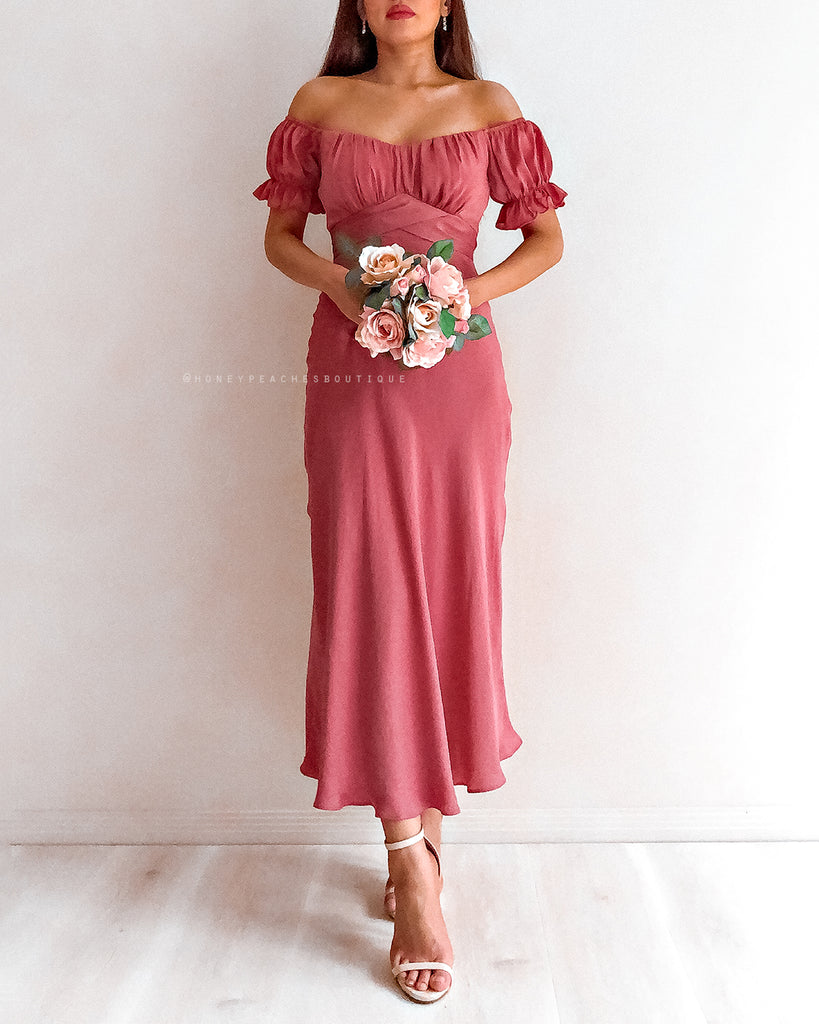 Dinah Midi Dress - Dark Rose