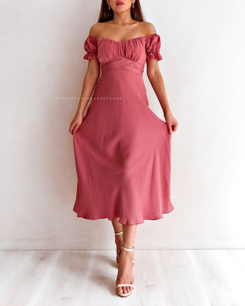 Dinah Midi Dress - Dark Rose