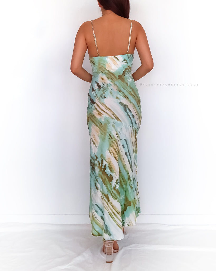 Sasha Midi Dress - Mint Multi Print