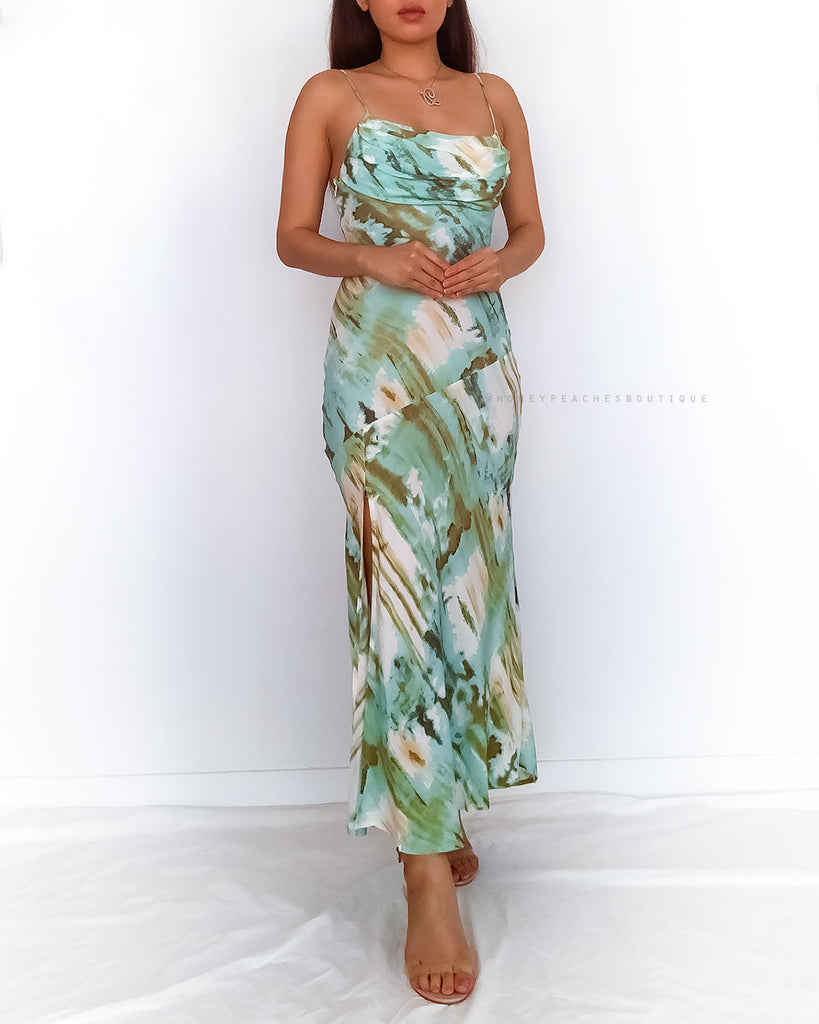 Sasha Midi Dress - Mint Multi Print