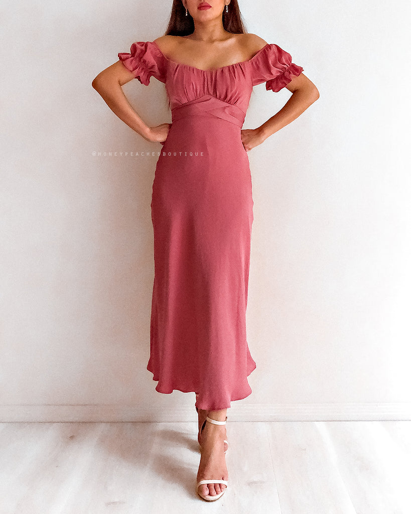 Dinah Midi Dress - Dark Rose