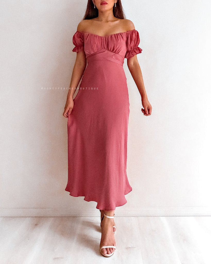 Dinah Midi Dress - Dark Rose