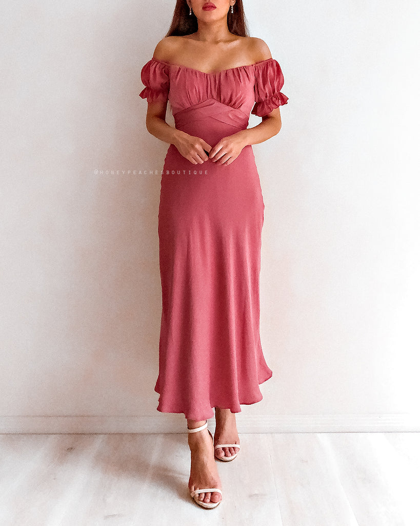 Dinah Midi Dress - Dark Rose