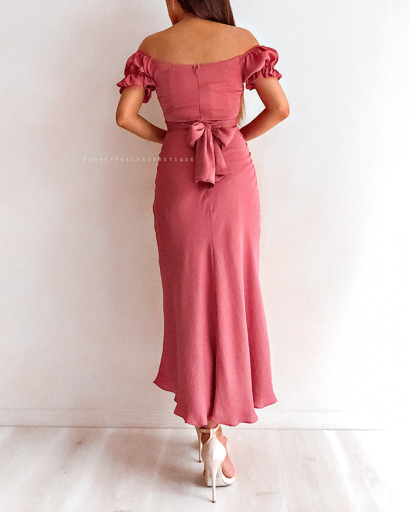 Dinah Midi Dress - Dark Rose