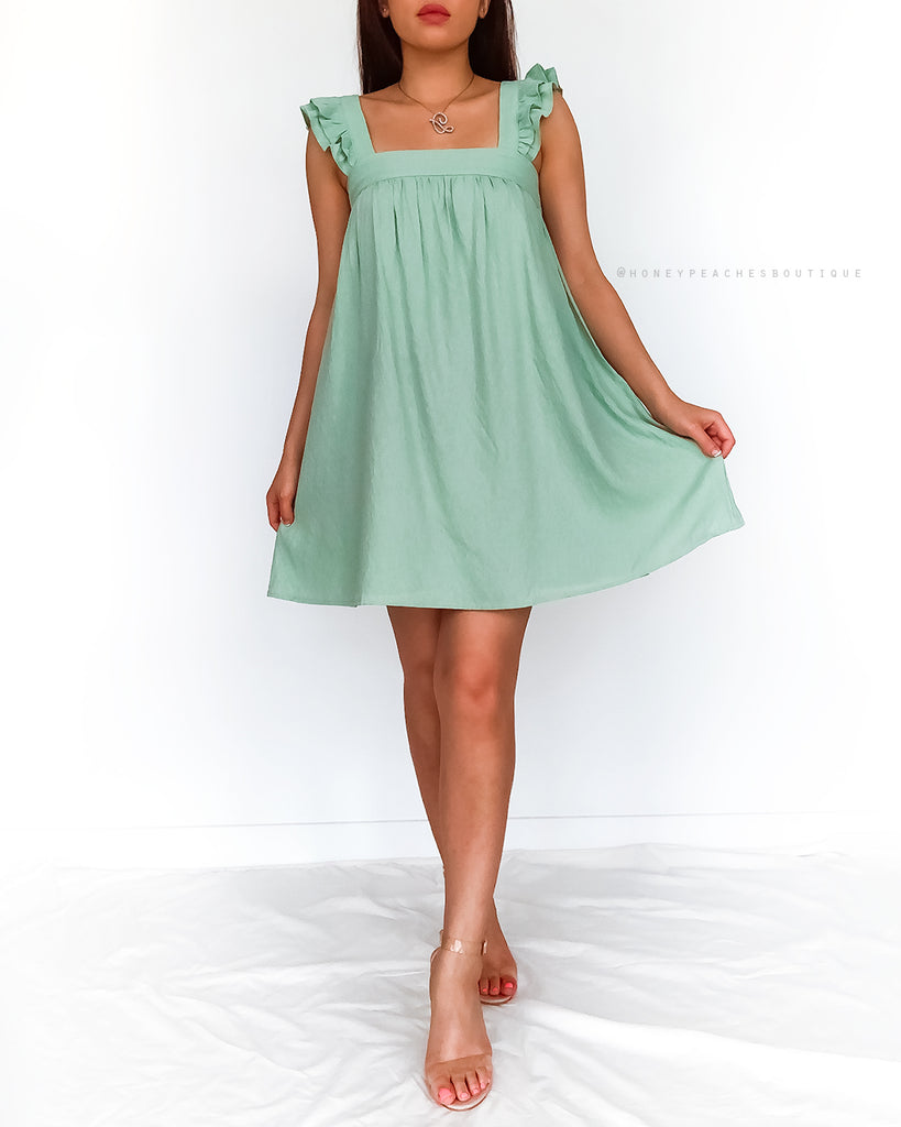 Alison Babydoll Mini Dress - Mint