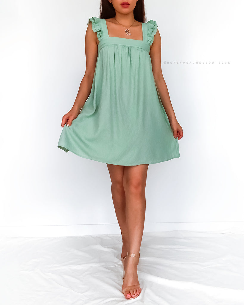 Alison Babydoll Mini Dress - Mint