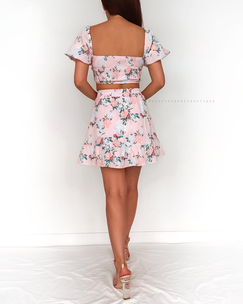 Ashleigh Two Piece Dress Set - Pink Floral