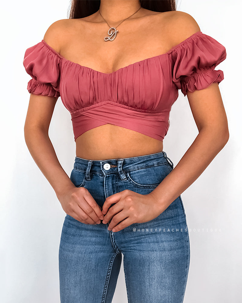 Bella Crop Top - Dark Rose