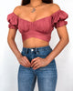 Bella Crop Top - Dark Rose