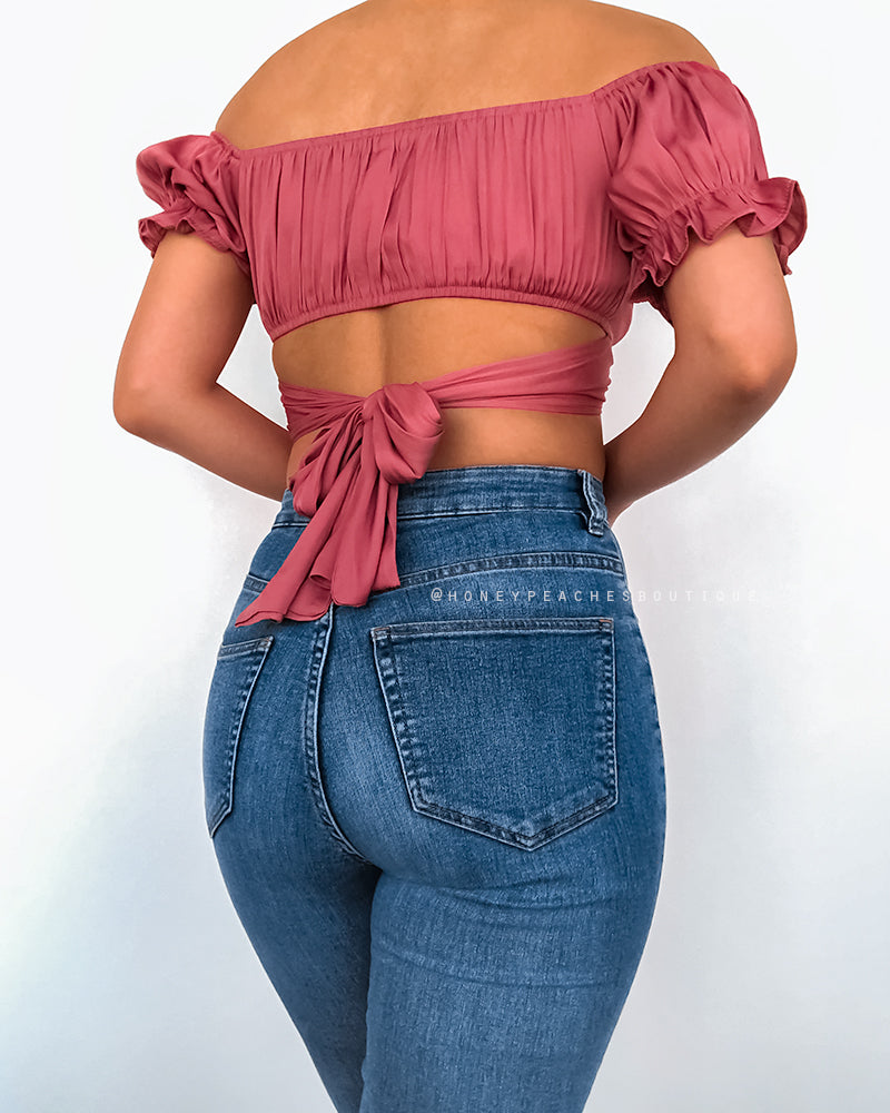 Bella Crop Top - Dark Rose