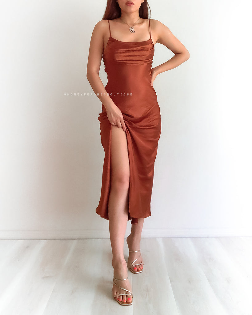 Davina Midi Dress - Rust