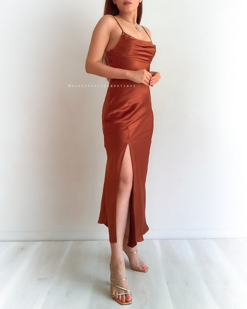 Davina Midi Dress - Rust