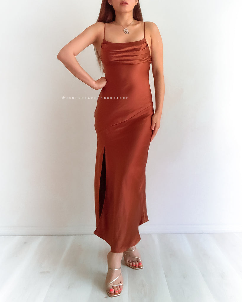 Davina Midi Dress - Rust