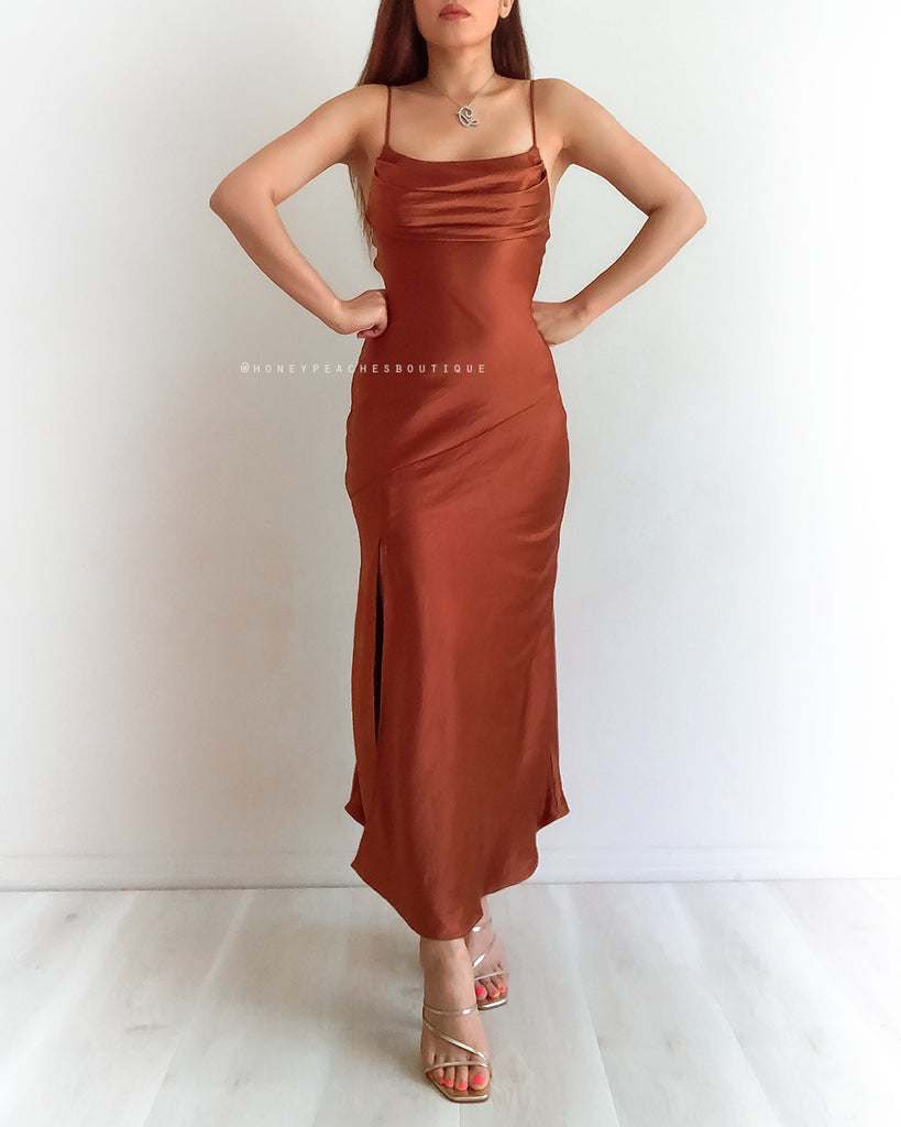 Davina Midi Dress - Rust