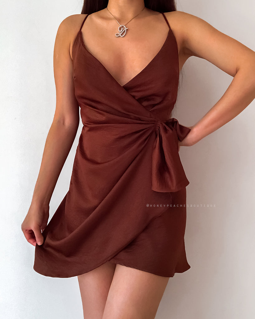 Promise Mini Wrap Dress - Chocolate