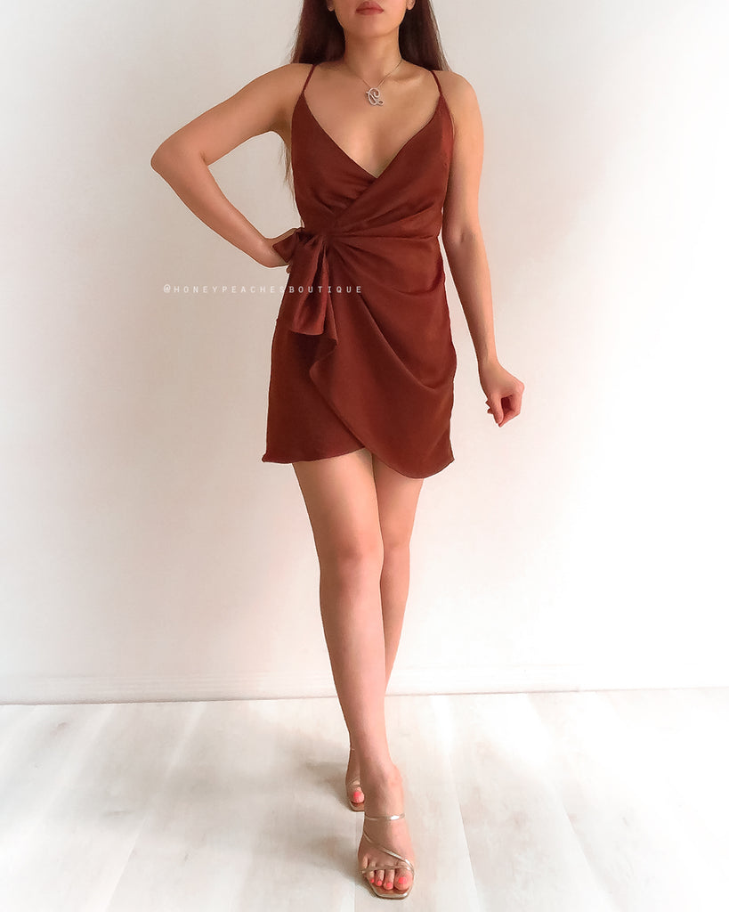 Promise Mini Wrap Dress - Chocolate