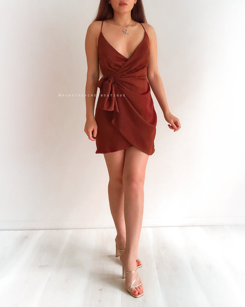 Promise Mini Wrap Dress - Chocolate