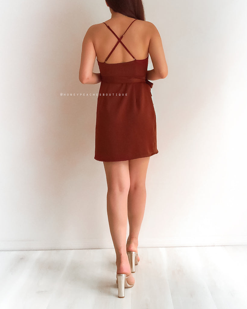 Promise Mini Wrap Dress - Chocolate
