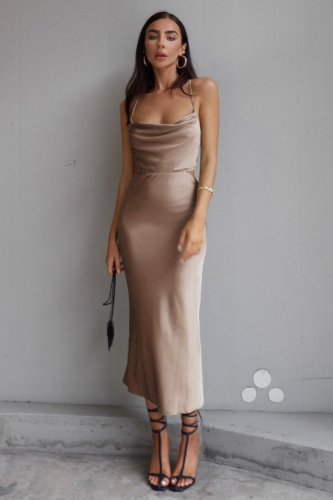 Charis Slip Dress - Taupe