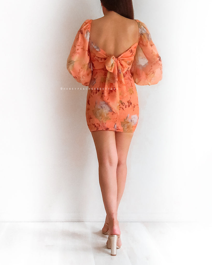 Molly Mini Dress - Apricot Floral