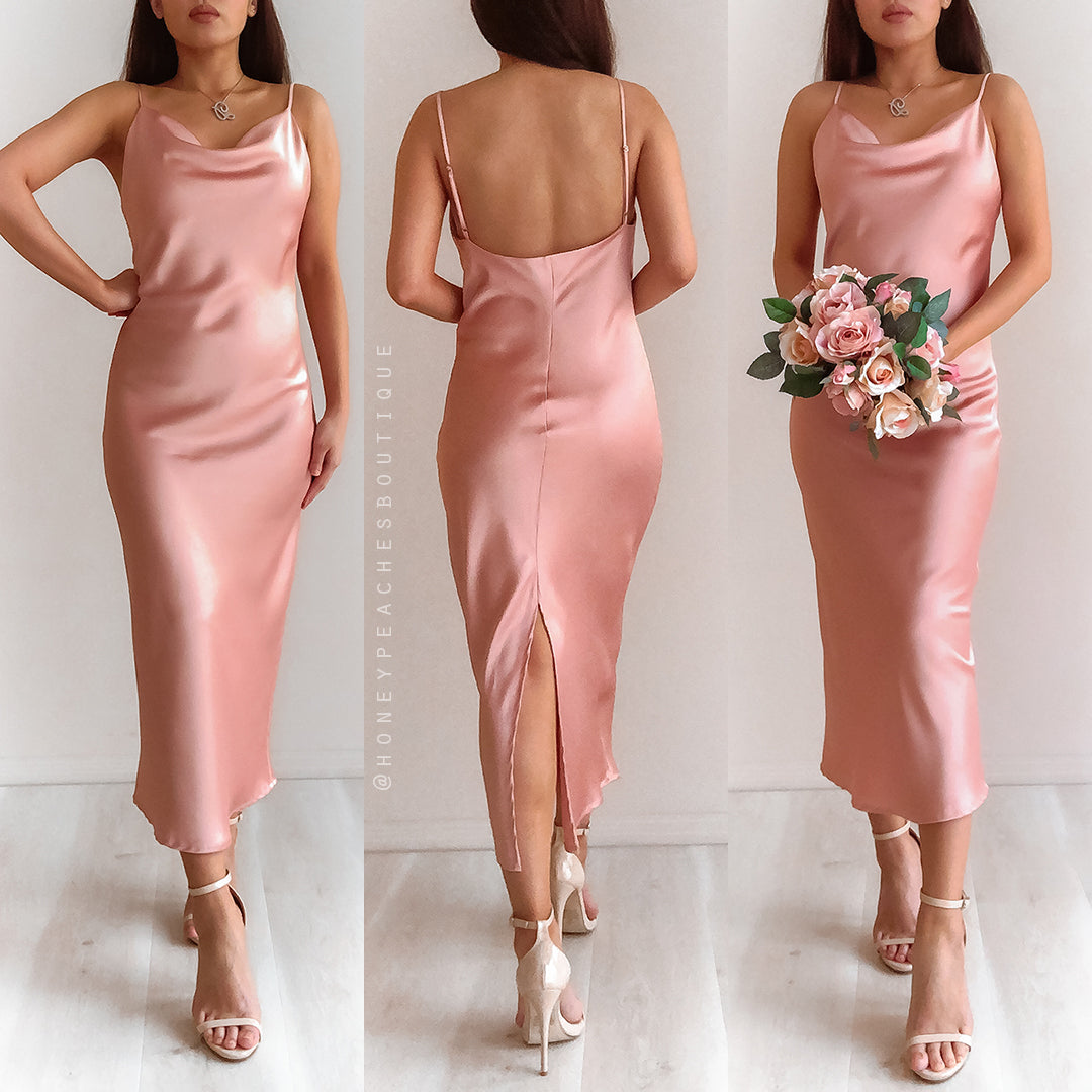 Isabella Midi Dress - Dusty Pink – Honey Peaches