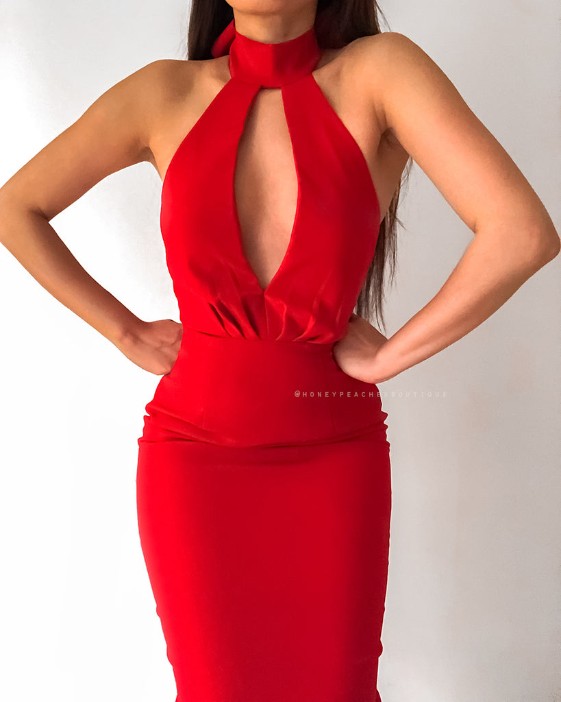 Natalia Midi Dress - Red