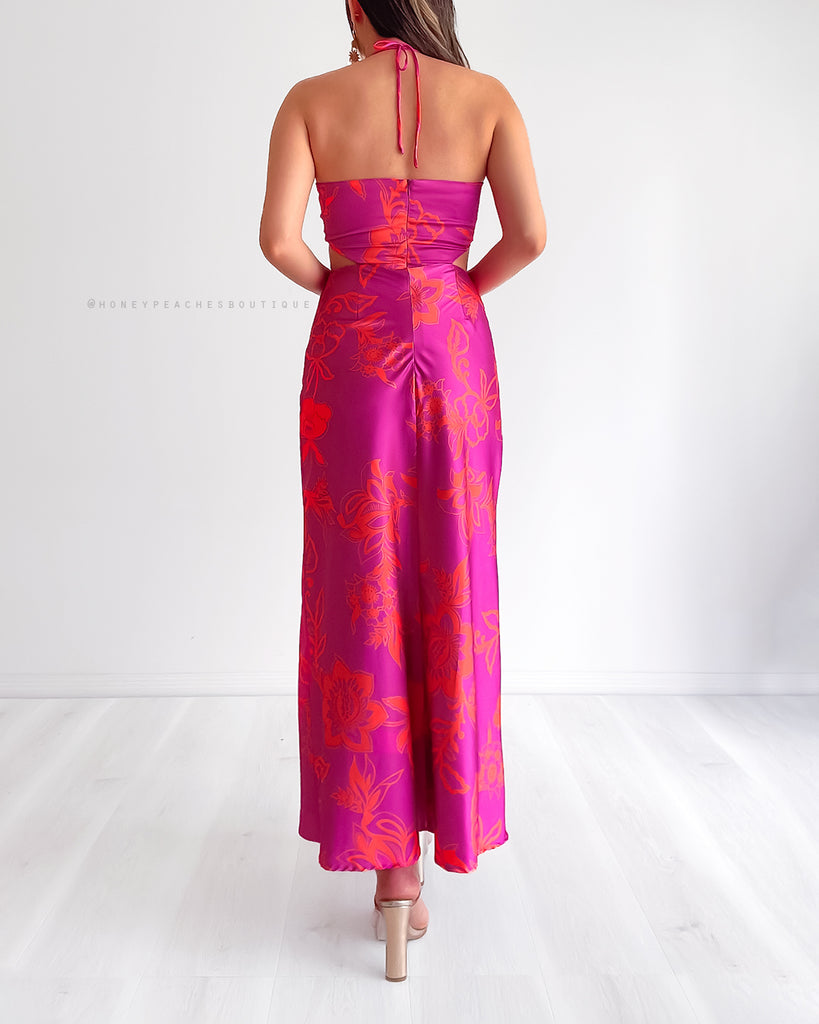 Orchid Midi Dress - Fuchsia