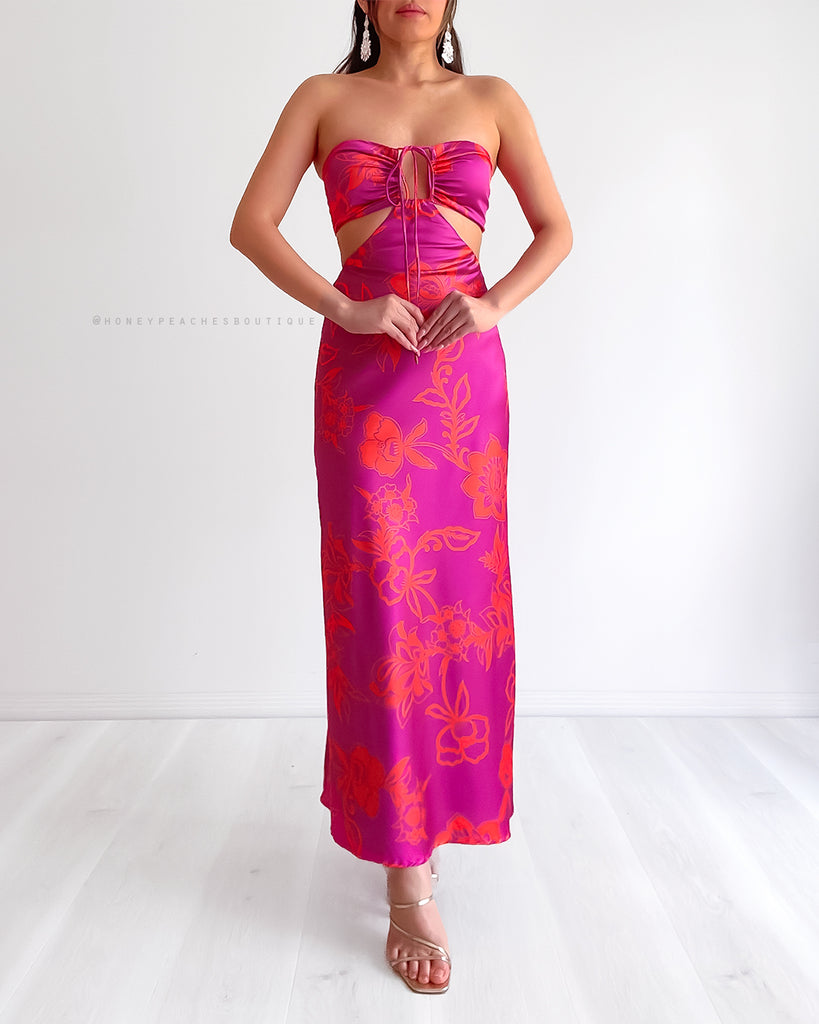 Orchid Midi Dress - Fuchsia