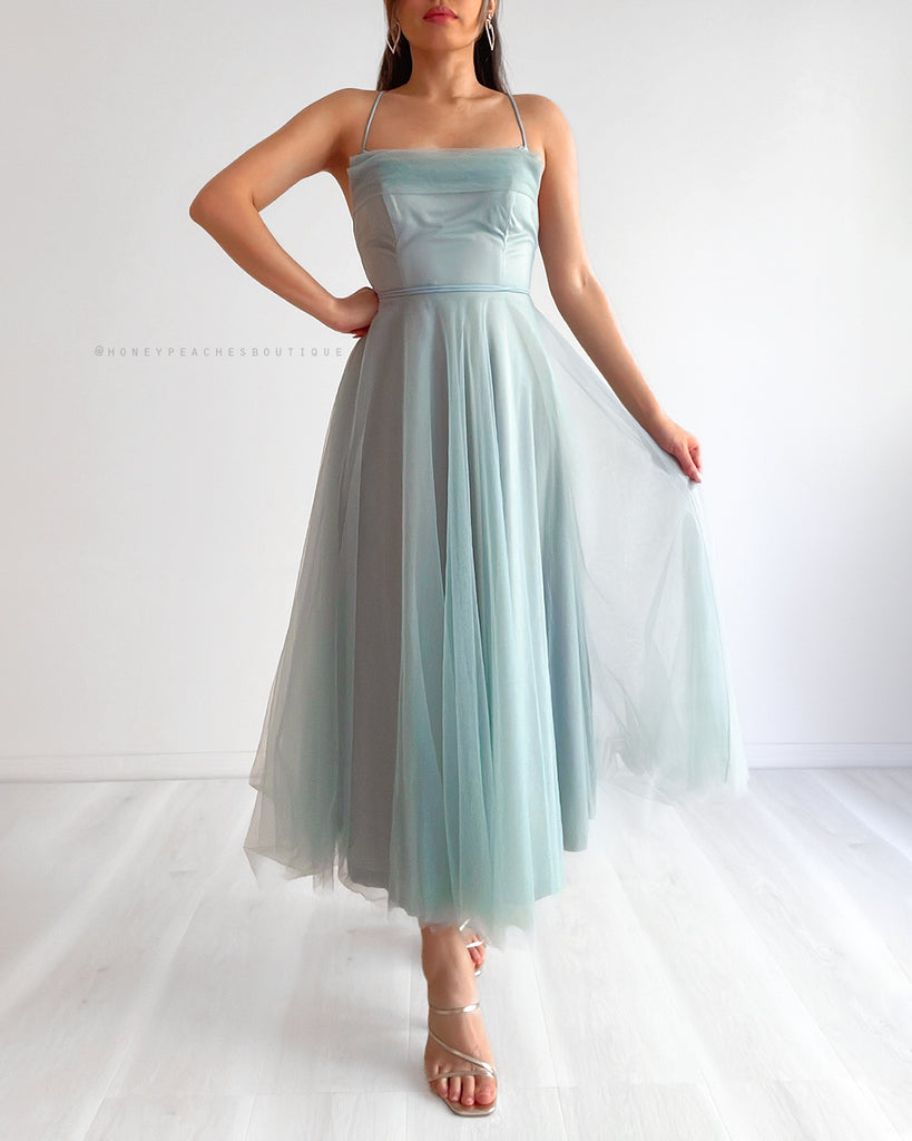 Daphne Tulle Midi Dress - Sage