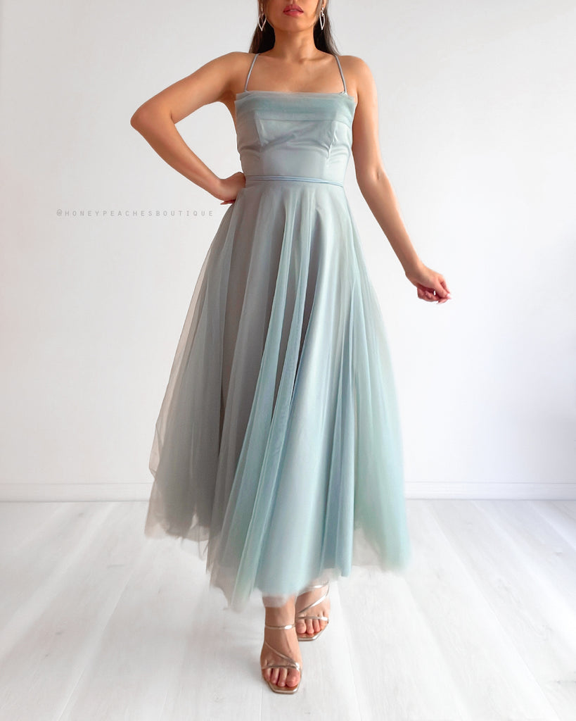 Daphne Tulle Midi Dress - Sage