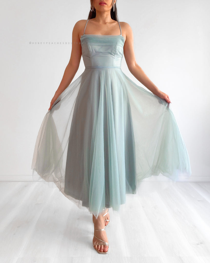 Daphne Tulle Midi Dress - Sage