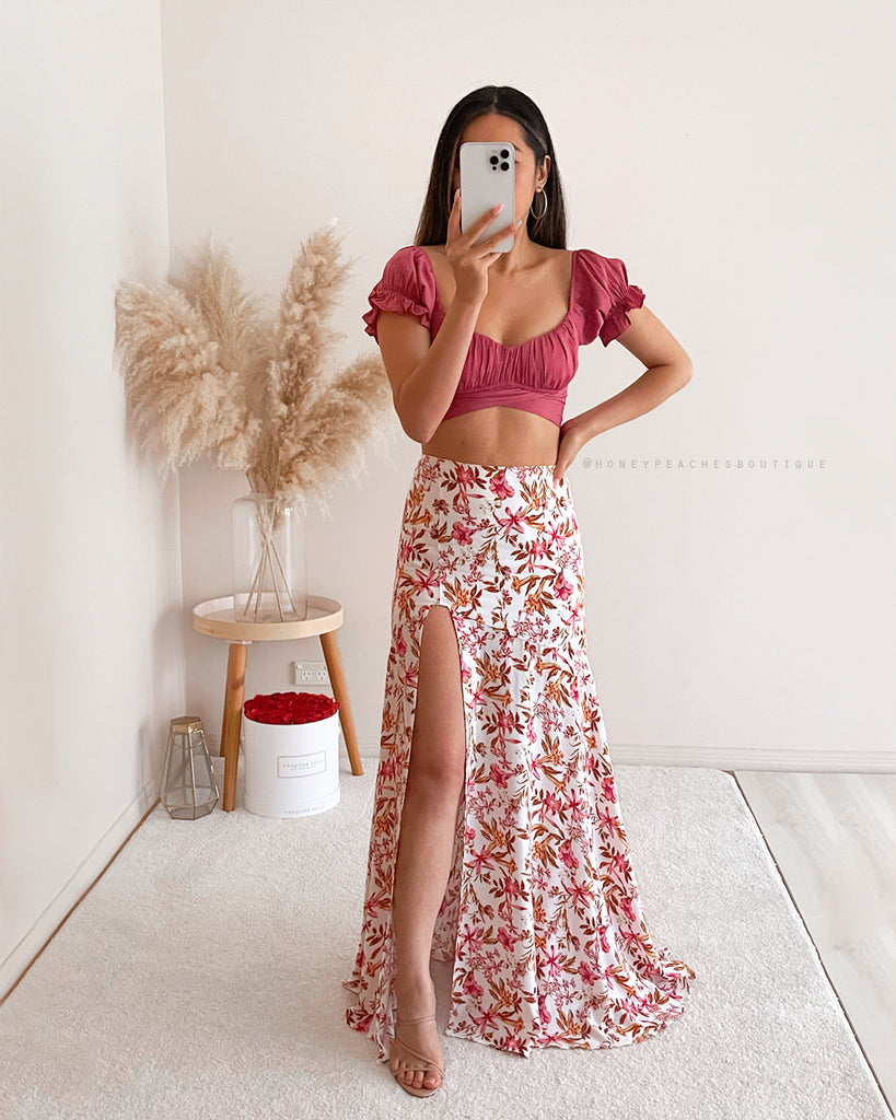 Bella Crop Top - Dark Rose