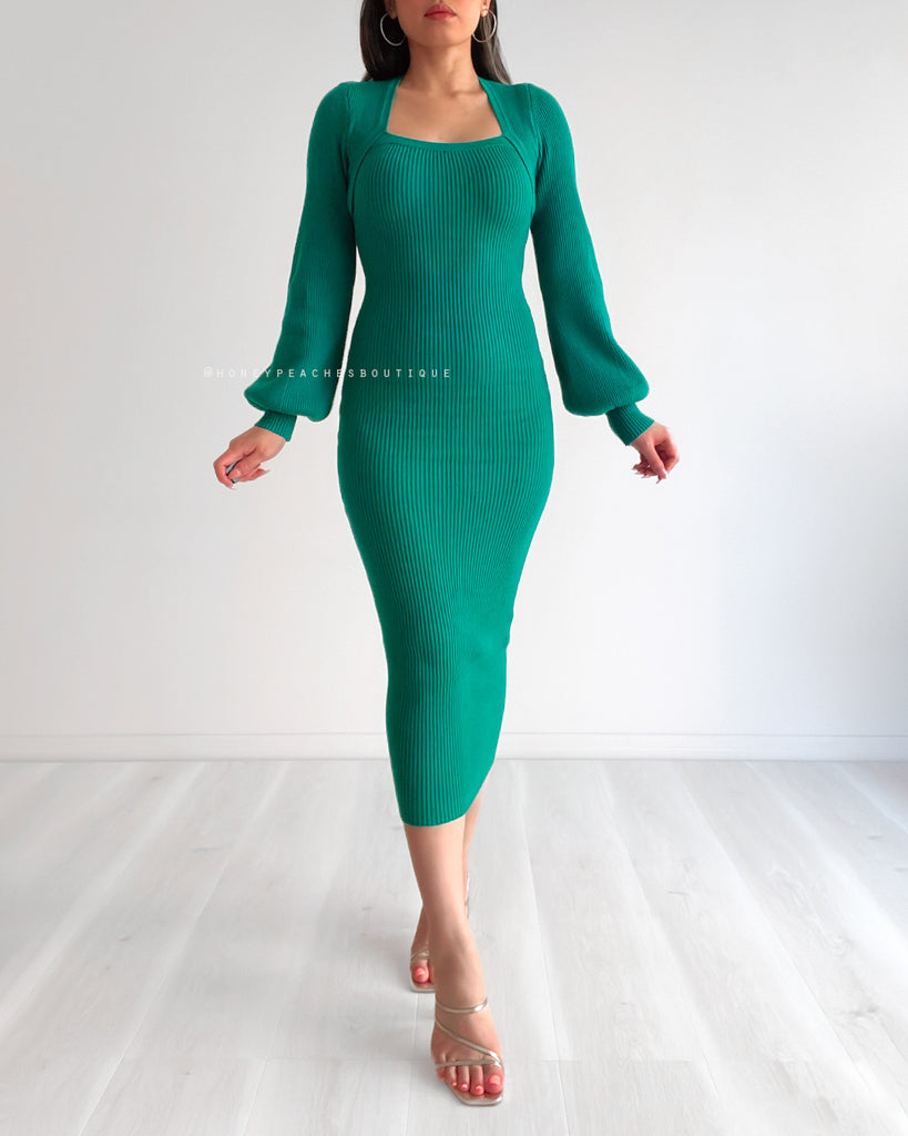 Frankie Knit Midi Dress - Jade