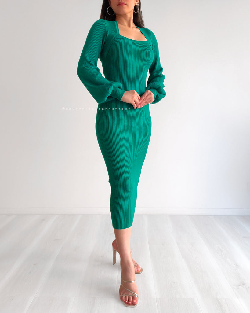 Frankie Knit Midi Dress - Jade