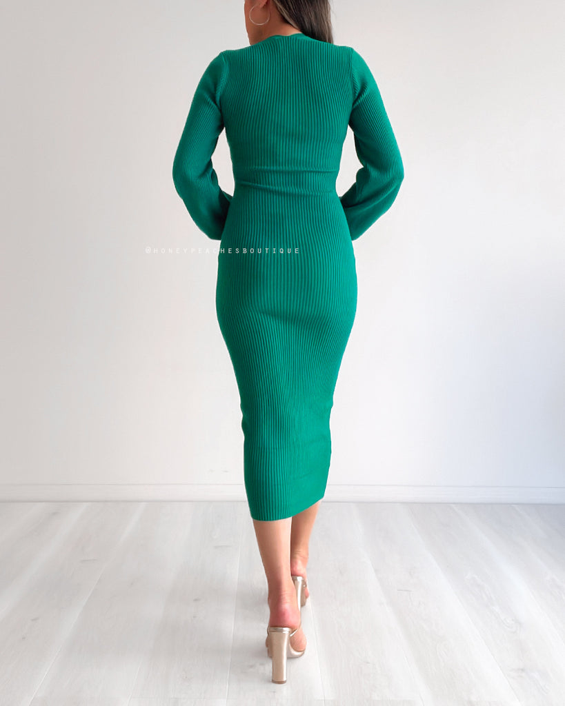 Frankie Knit Midi Dress - Jade