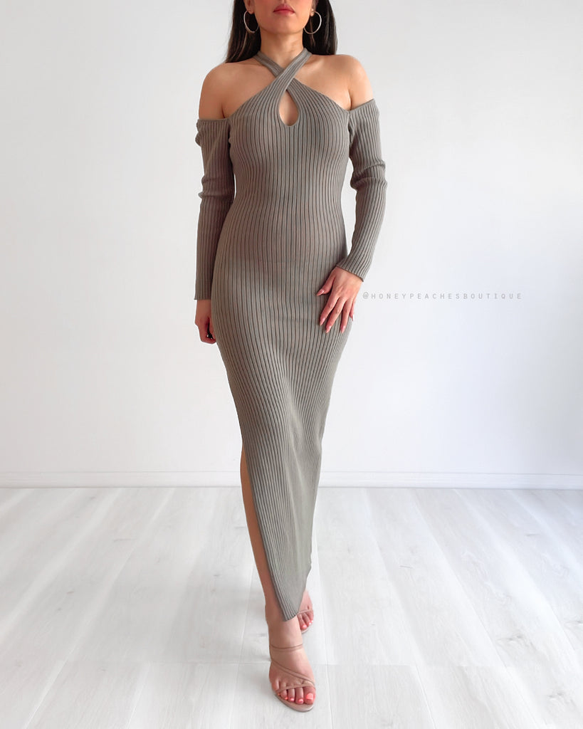 Harley Knit Midi Dress - Khaki