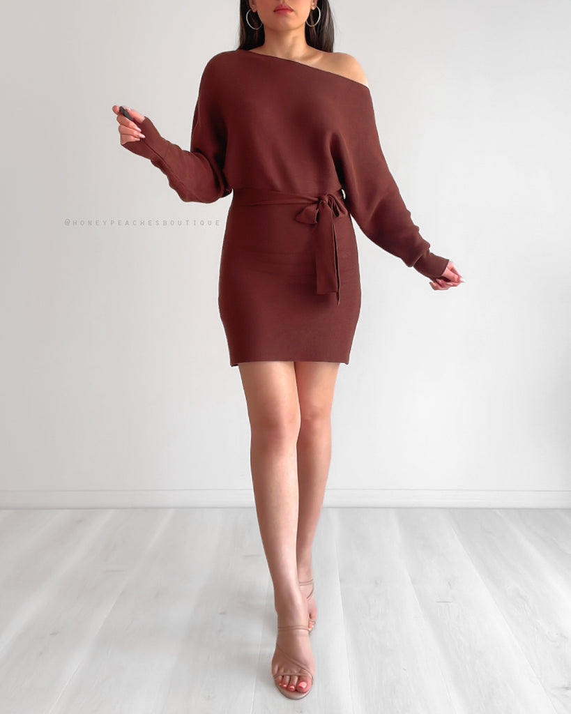 Millie Knit Mini Dress - Mocha