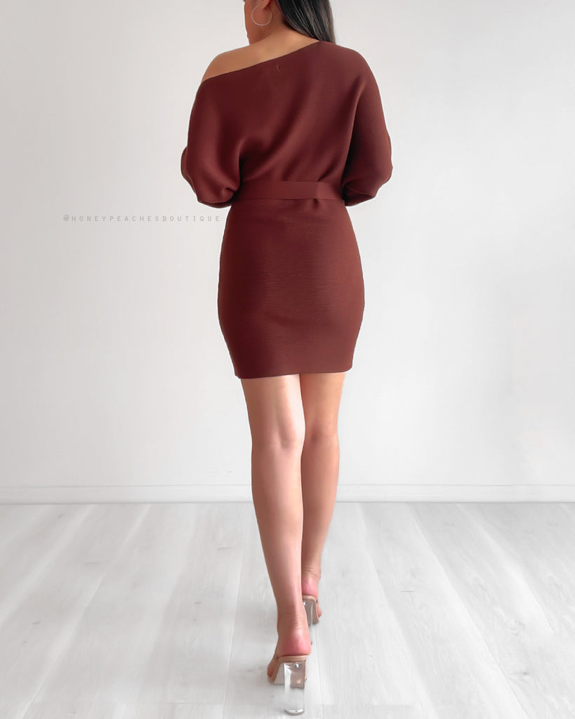 Millie Knit Mini Dress - Mocha