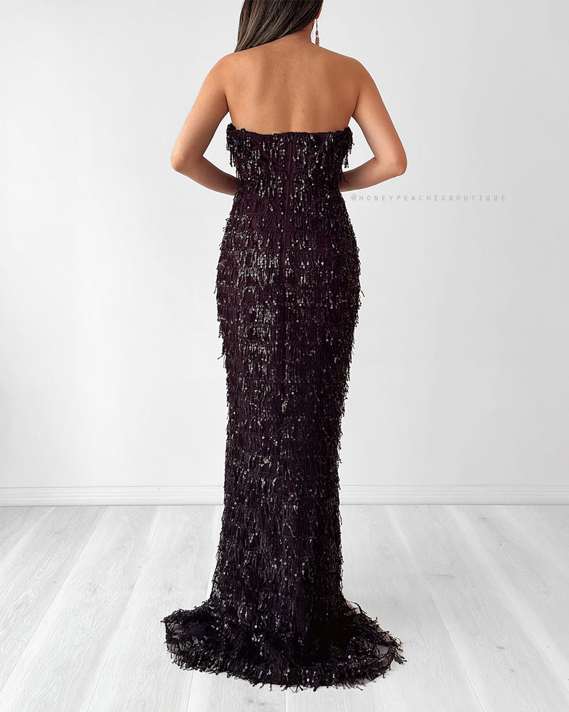 Omaira Sequin Gown by Jadore - Black