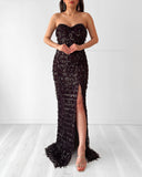 Omaira Sequin Gown by Jadore - Black
