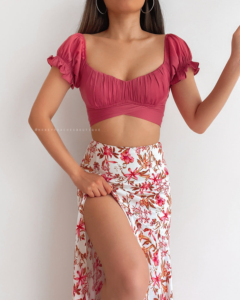 Bella Crop Top - Dark Rose