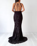 Yazmin Sequin Gown by Jadore - Black