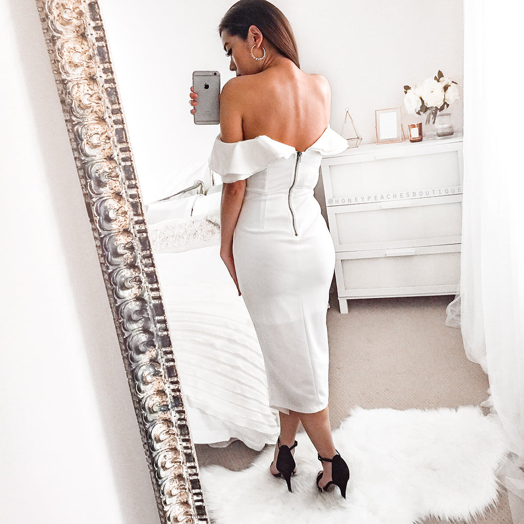 Faithfully Yours Midi Dress - White